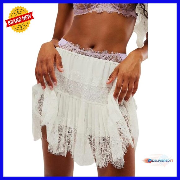 Dresses & Skirts - Y2K Lace Mini Skirt Low Rise Pleated Ruffle Half Slip Flowy